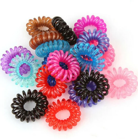 

2Pcs Women Girl Colorful Elastic Rubber Hairband Rope Ponytail Holder Telephone Wire Rope Hair Tie Band Accessories xth040-3