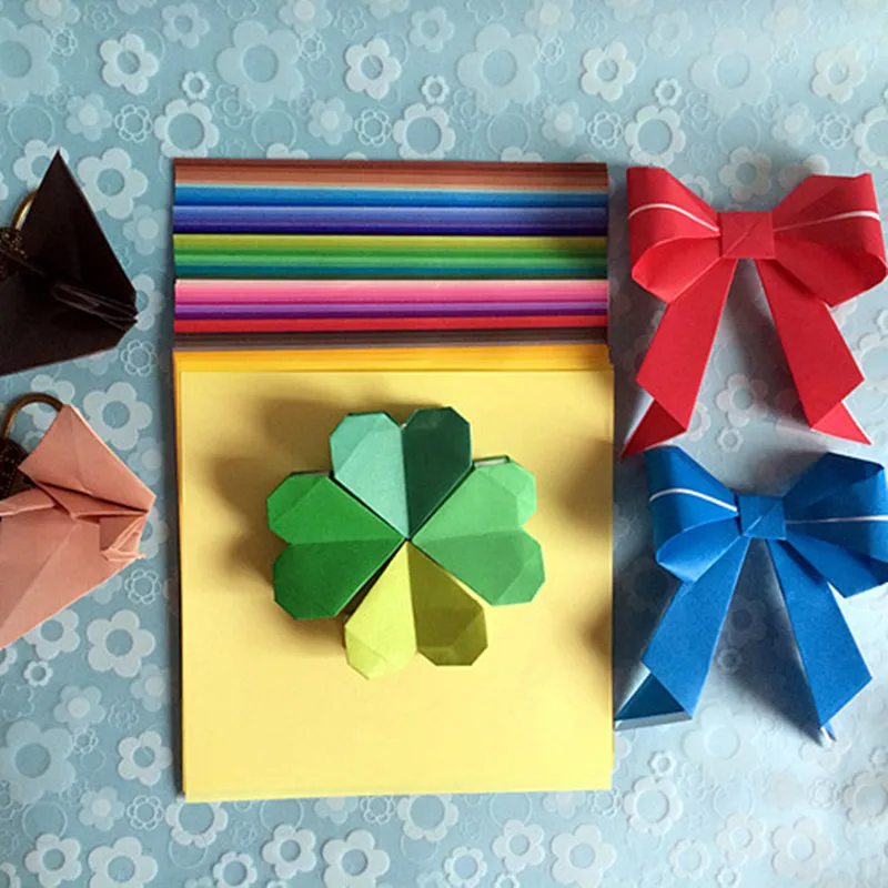 STOBOK Origami Square Paper Flower Pattern Origami Crane Paper DIY Craft Folding Paper Assorted Decorative Making Paper