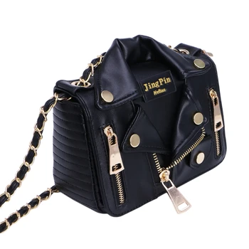 

Women Punk Shoulder Bag Unique Motorcycle Biker Jacket Chain Cross Body Bag