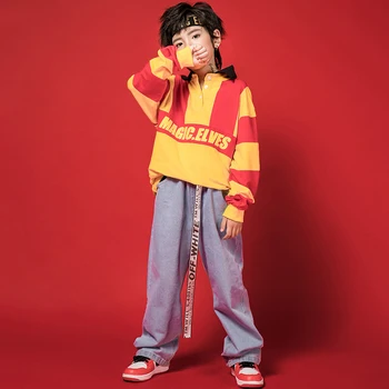 

Hip Hop Clothes Boys Costume Dance Loose Suit For Street Breaking Dance Performance Children Stage Hip Hop Dance Wear BL1931