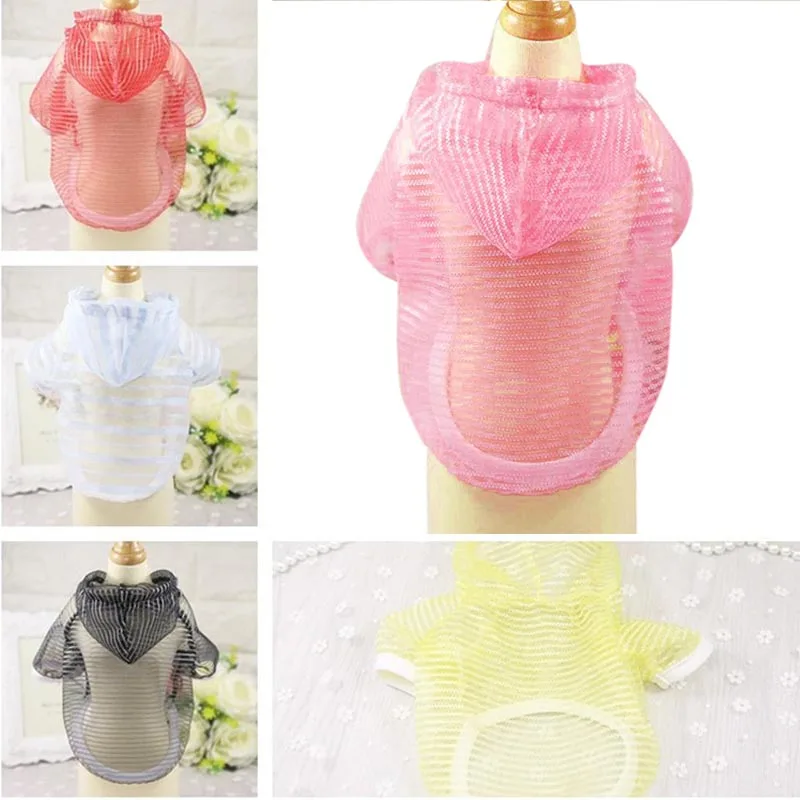 

Spring Summer Dog Clothes Sunscreen Breathable Mesh Puppy Hoodies Sun Protection Pet Clothing 669
