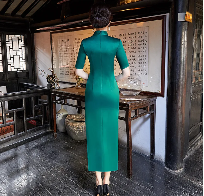 Women's Royal Blue Trailing Strapless Qipao Evening Dresses Chinese Traditional Brocade Long Mermaid Backless Plus Size 3XL  (10)