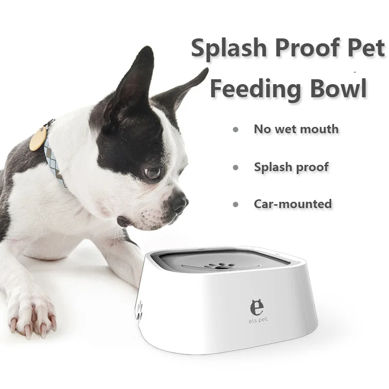 

LIGINWAAT 1.5L Pet Feeding Bowls Not Wetting Mouth No Spill Cat Bowl Prevent Splashing Water Feeder Plastic Portable Dog Bowl