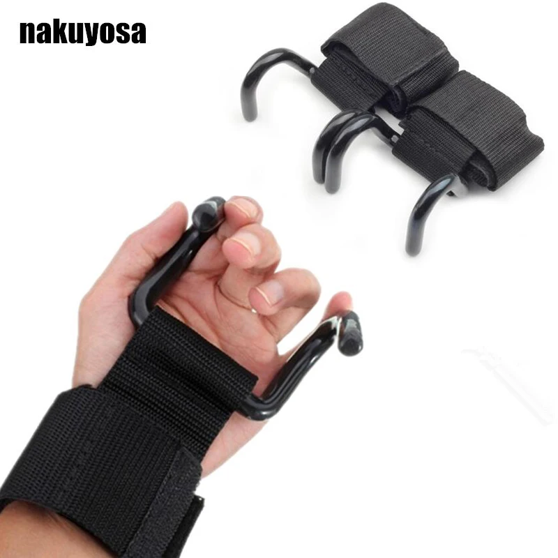 

Professional Fitness Steel Weightlifting help Hooks hand Grip Bracers Pull-ups Strength Training Auxiliary Gloves wrist support