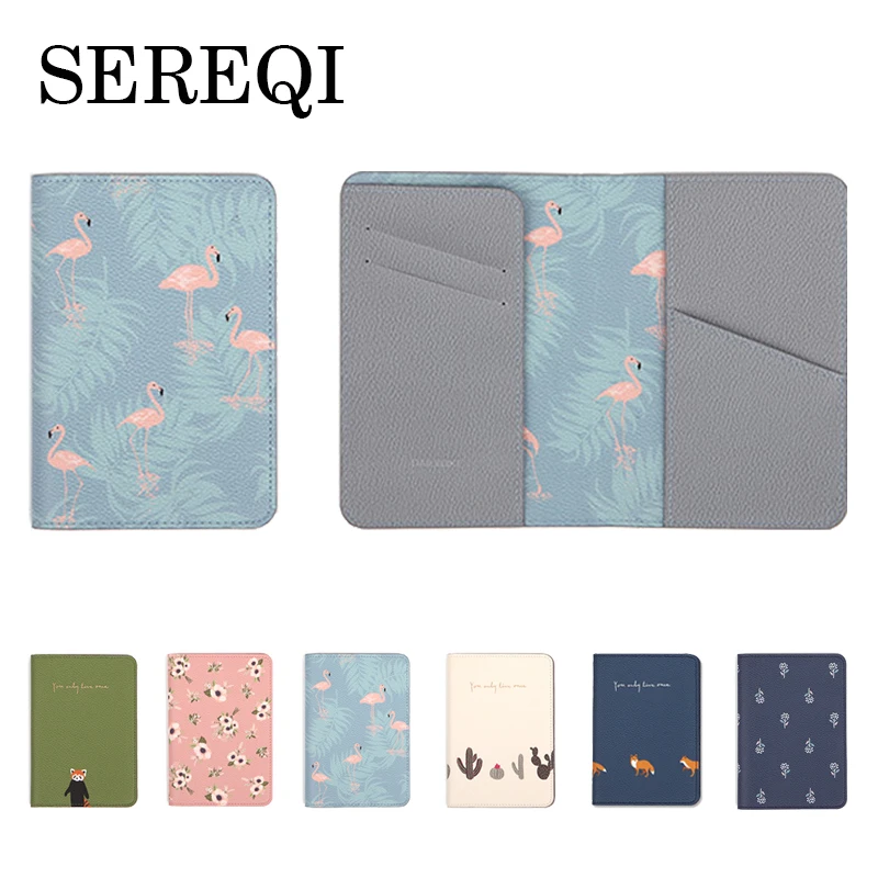 

SEREQI Passport Cover Cute Little Animals And Plantstravel ID Holder Passport Clip Short Passport Sets Holder Passport Case