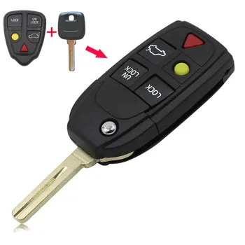 

KEYYOU 10X 5 Buttons Remote Flip Folding Key Shell Case For Volvo XC70 XC90 V50 V70 S60