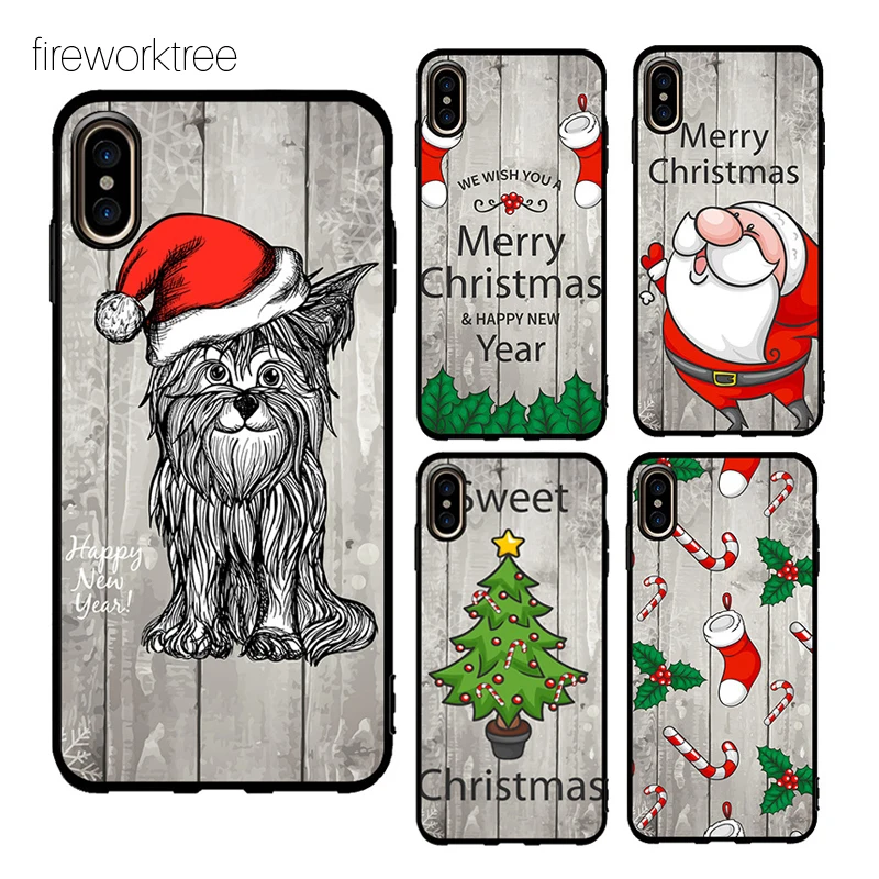 Fireworktree Christams Phone Case For iPhone 7 8 Plus Santa Claus Cases XR XS Max 6 6S Soft TPU Silicone Cover |