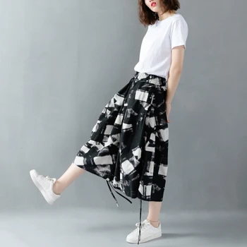 

Large Big Size Wide Leg Pants Sash Geometric Women's Trousers Loose Women's Breeches Casual Pantalon Femme Pleated Sweatpants