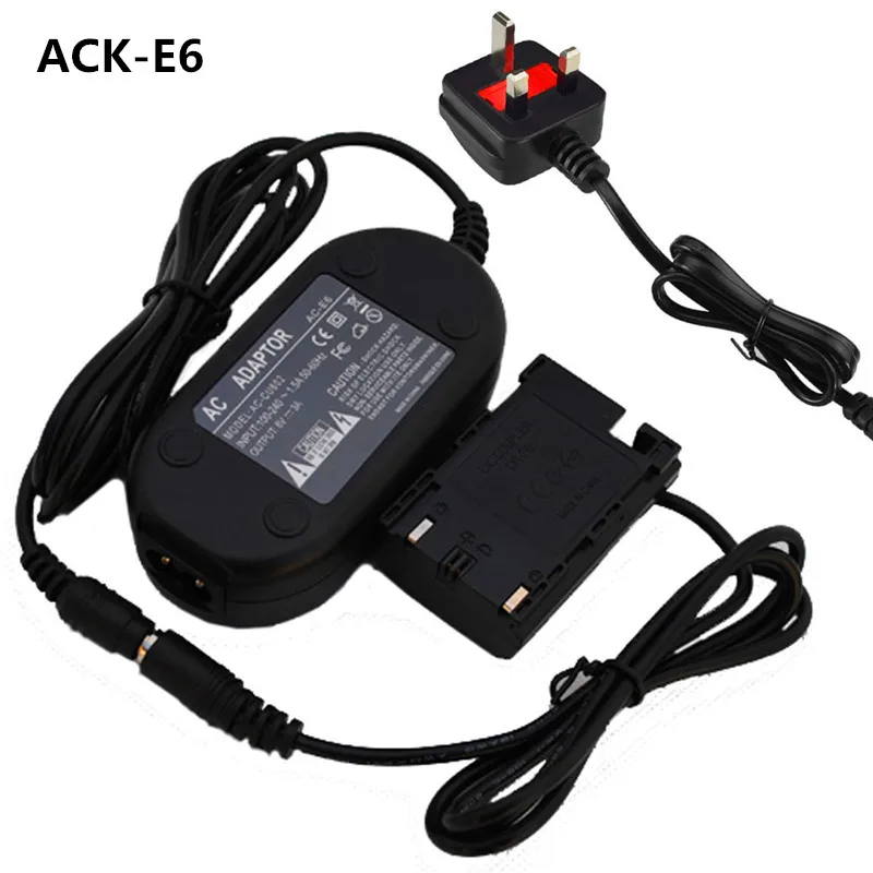 ACK-E6 Fully decoded Power Adapter supply charger+DR-E6 LP-E6 Coupler for Canon EOS 60D 70D 80D 6D 7D 5D2 5D3 5D4 5DSr mark IV