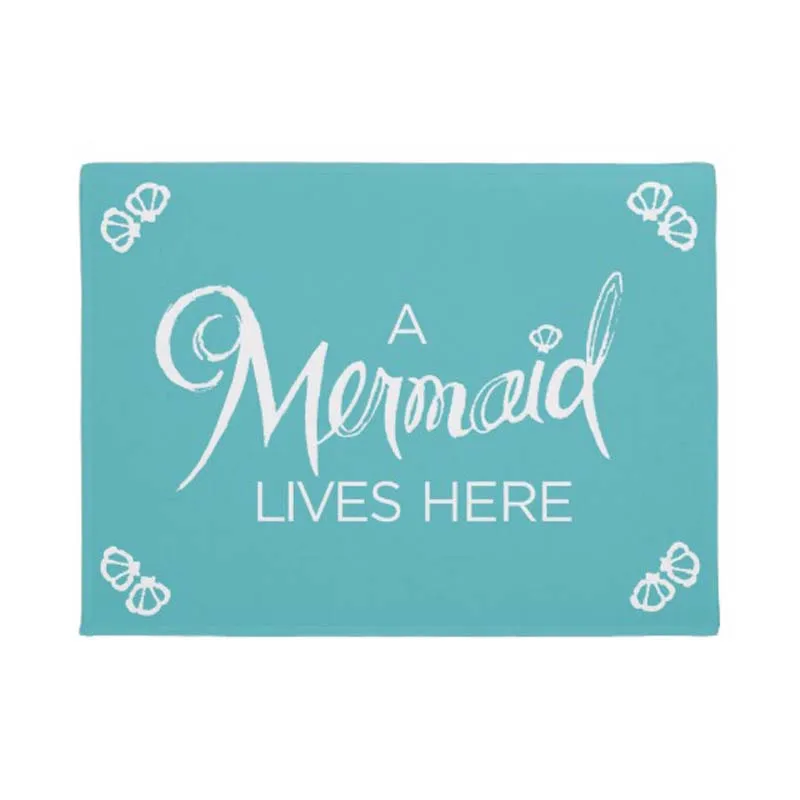 A Mermaid Lives Here - Doormat Home Decoration Entry Non-slip Door Mat Rubber Washable Floor | Дом и сад