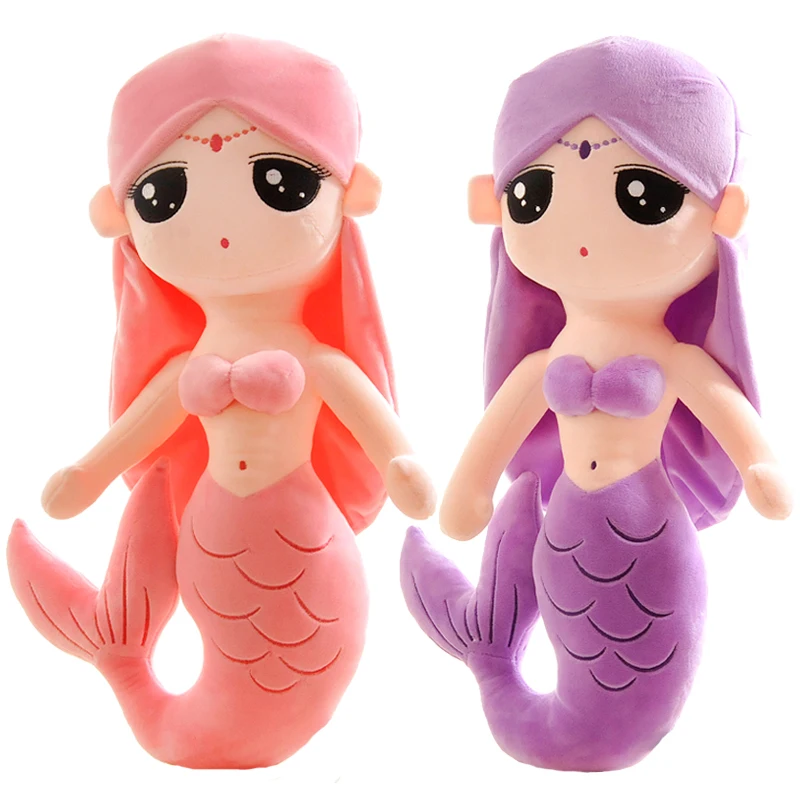 

HPPLGG cute mermaid princess doll plush toy little girl sleeping pillow for children Three-dimensional comfortable and soft