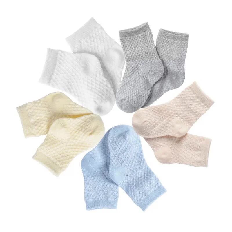 5pairs/lot 2018 Summer Baby Cotton Socks Cotton Meshed Breathable High