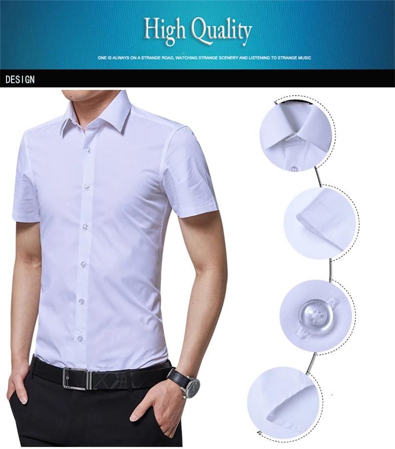 BROWON Brand New Formal Shirt Men Short Sleeve Shirt Turn Down Color Slim Fit Casual Shirt Plus Size M-5XL Camisa Masculina04