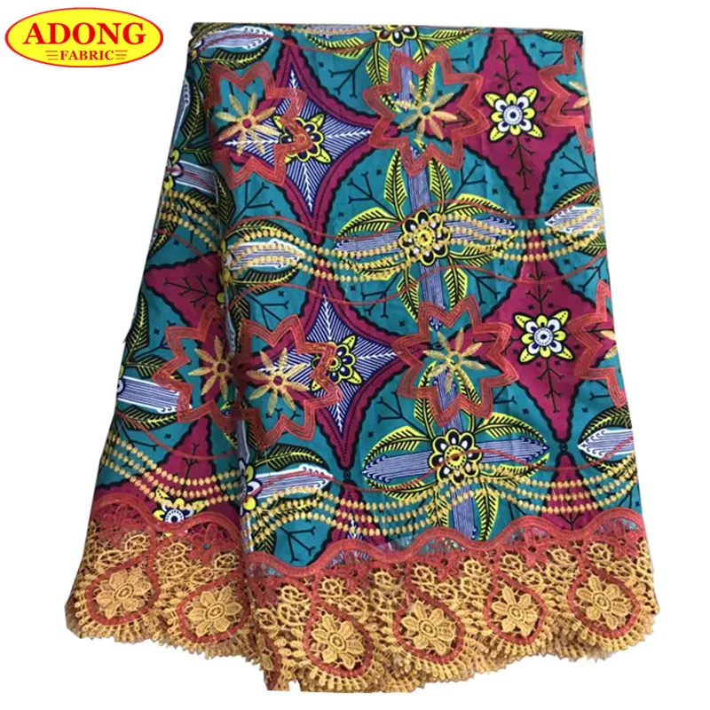 

2019 Fashion African Ankara Wax Print Lace Fabric With High Quality African Guipure Lace Fabric 6 Yards/Pcs For Cord Lace Dress