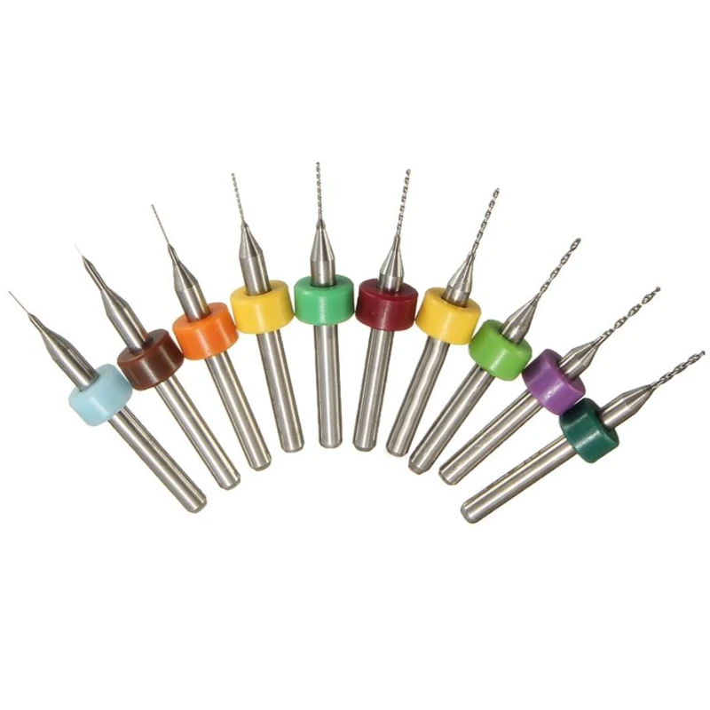 

10Ps/set 0.3mm-1.2mm Micro Twist Drill Bit Set PCB Print Circuit Board Tungsten Carbide Engraving Tool Metalworking Color Random