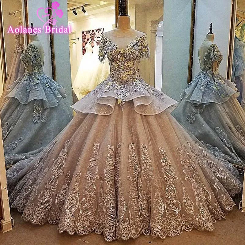 Vestido De Novia 2017 кружевные свадебные платья с короткими рукавами больших размеров