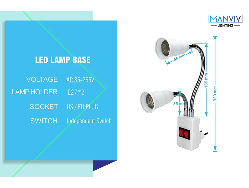 Светодиодный цоколь лампы двойной E27 разъем AC85-265V Макс 60 Вт Регулируемый адаптер ЕС США вилка свет приспособления для лампочки Энергосберегающая лампада держатель