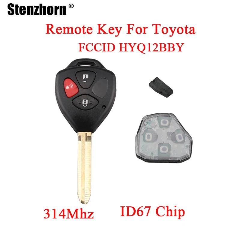 

QWMEND 3Buttons 4D67 chip Complete Remote Key For Toyota Rav4 2006 2007 2008 2009 2010 Original keys For Toyota HYQ12BBY