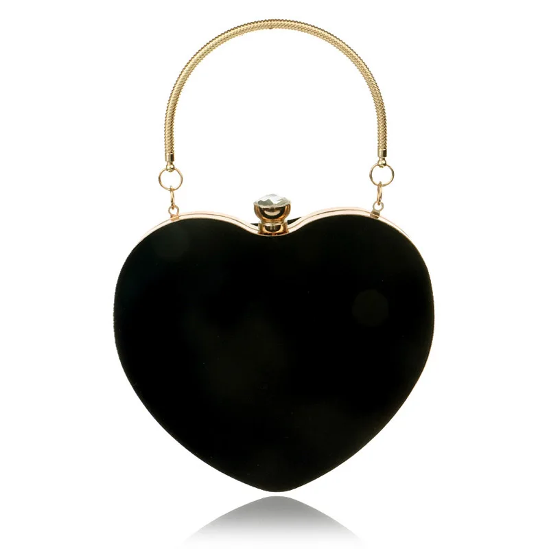 Женские вечерние сумки в форме сердца с бриллиантами, сумочки на плечо с цепочкой, вечерние клатчи, вечерние сумочки для свадьбы(черные
