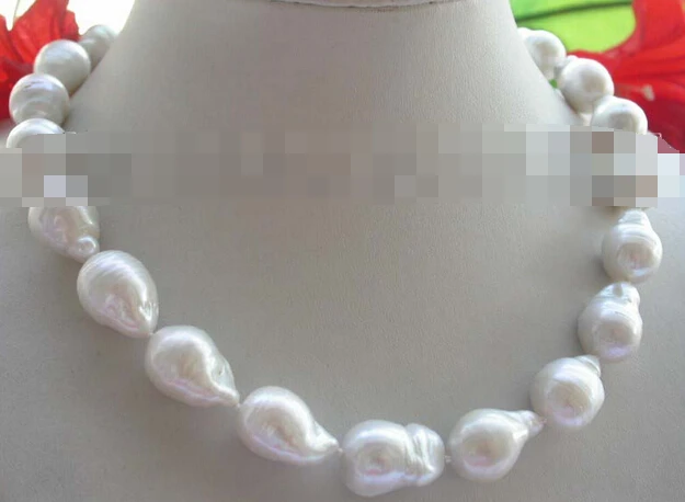 

Jew3116 18" Genuine Natural 20mm White Reborn Keshi Pearl Necklace 14k