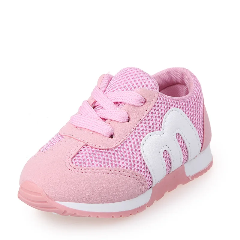 JUSTSL/детская обувь; спортивная обувь для девочек и мальчиков; нескользящая Мягкая подошва; модные детские кроссовки; удобные дышащие сетчатые кроссовки - Цвет: Розовый