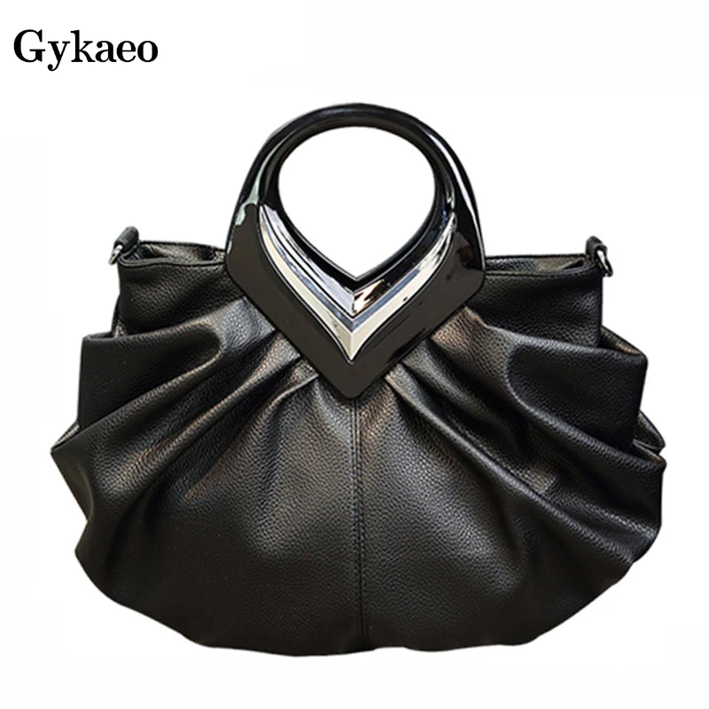 

Gykaeo Luxury Handbags Women Bags Designer Street Fashion Ruched Tote Bag Ladies Leather Large Capacity Shoulder Bag Sac A Main
