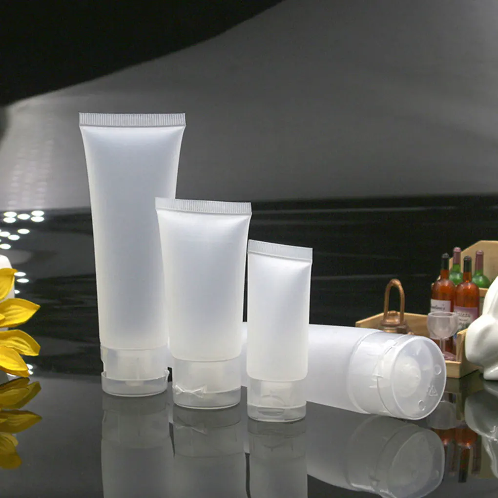 5Pcs Tube Squeeze Clear Plastic Refillable Cosmetic Cream Lotion Travel