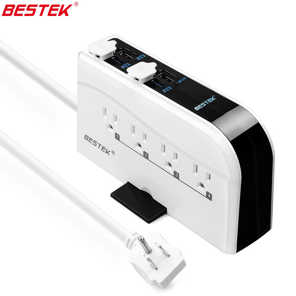 

BESTEK Surge Protector Power Strip 8 Outlet USB Extension Socket Plug With Socket 7.5A 4 Ports USB Charger 6-Foot Cord Socket