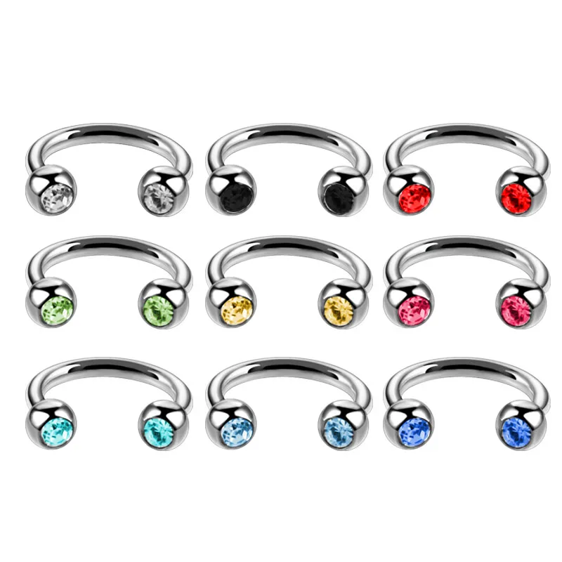 

1 PC Surgical Steel Hoop Nose Rings and Studs with Colorful Gem Women Ear Piercing tragus Earring Body Jewelry