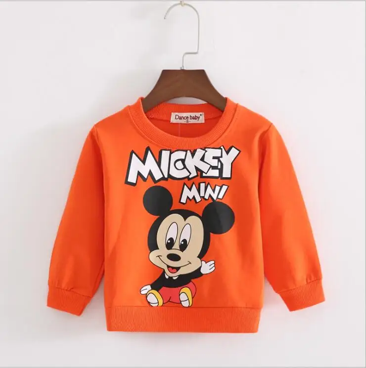 2017 Spring New Arrival Baby Kids boys Orange mickey leisure cartoon long sleeve T-shirt jerseys Boys clothes t shirt 6M-3 baby boy clothes 2018 new spring black letter long sleeve t shirt casual long pants 2pcs suit kids boys clothes for 3 12y q29