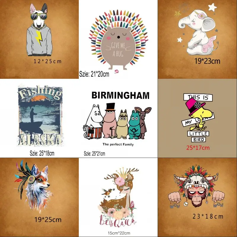 

Hot New Fashion Cartoon Animal Iron On Patches Stickers Washable Appliques A-level Heat Transfer For DIY Accessory Clothing m16