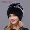 JERYAFUR 2018 Русская Шапка Зимняя женская меховая шапка Стиль плащ настоящая норковая меховая шапка черная женская зимняя шапка Защитная ухо