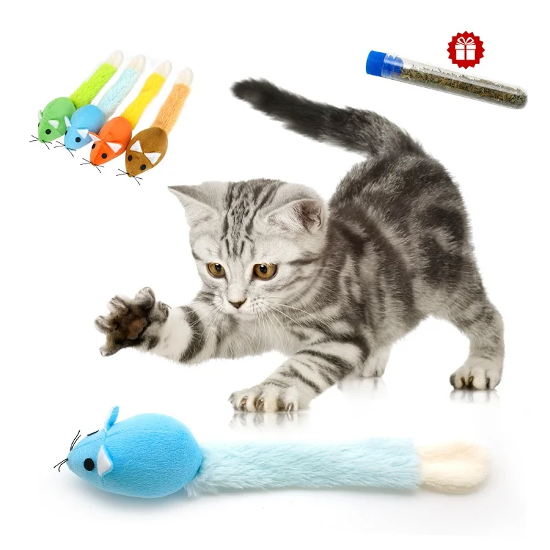 

Cat Toy Mouse Mice Interactive Chew Plush Catmint Teaser Long Tail Scratch Playing Training Catnip Kitten Rat Supply Product