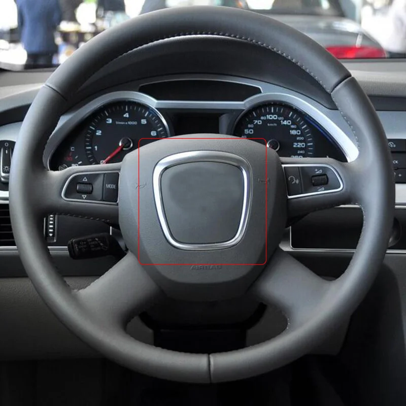 Trapezoid Auto Steering Wheel Sticker Aluminum Emblem Fit For Audi A4L//A6L//Q3//Q5