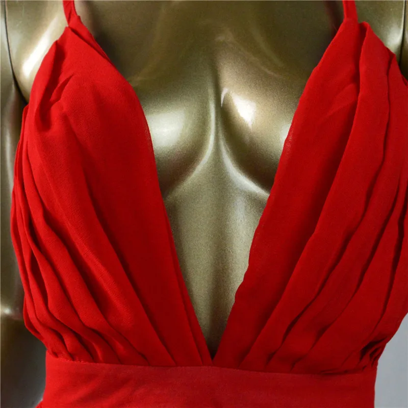 Ahmagen Deep V Neck Backless Spaghetti Strap Dress Slip Pleated Summer Beach Dress 2017 Sexy Long Maxi Boho Dresses07