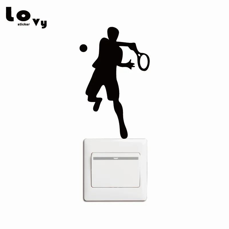 

Man Playing Tennis Silhouette Vinyl Switch Sticker Sport Decorative Vinyl Wall Sticker Home Decor SW0027