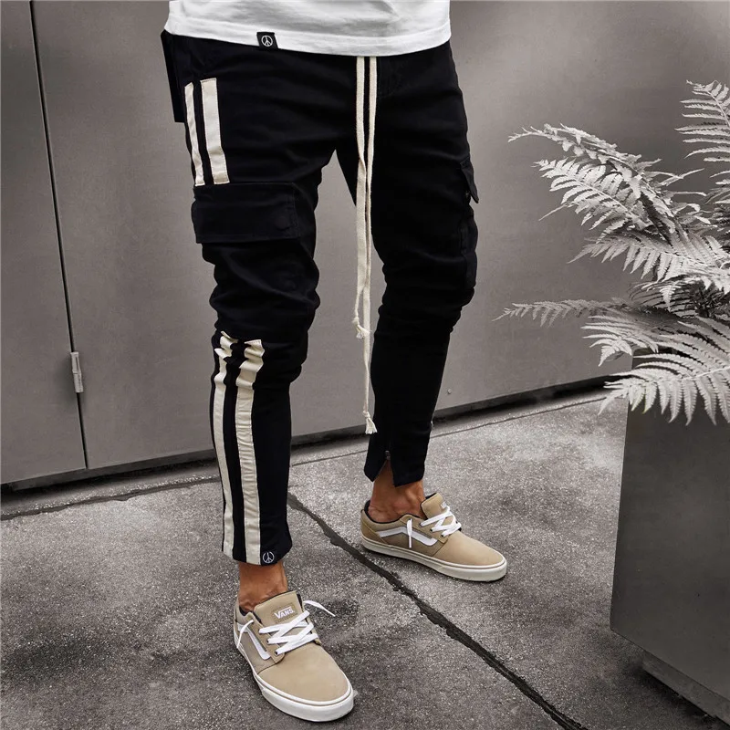  Men Military Work Cargo Camo Combat Plus Size Pant Side Stripe Hip Pop Style Streetwear Trousers Ca