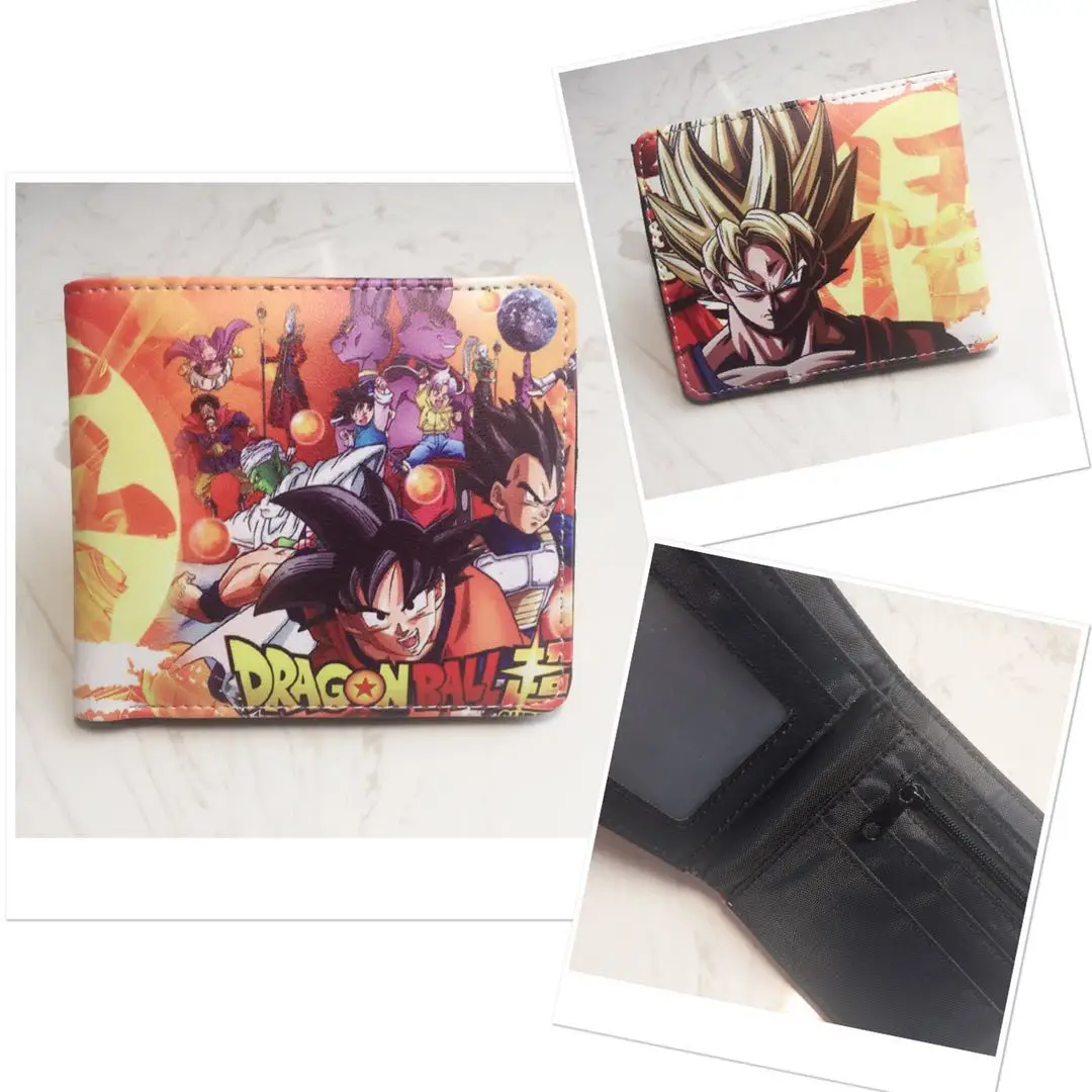 Аниме Dragon Ball и super Goku кошелек Pu короткий двойной фото держатель для карт для мужчин и женщин монета карман на молнии мультфильм сумочка с принтом - Цвет: 18