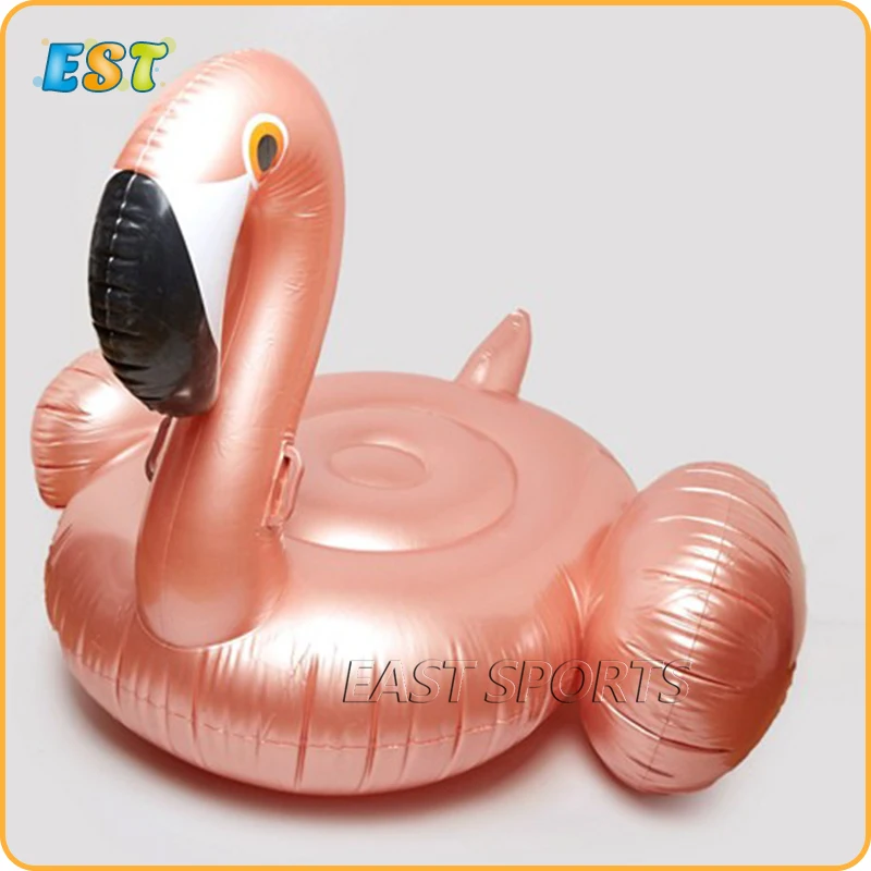 Shiny Adults And Children Inflatable Flamingo Rose Ride-On Swimming Ring Toys For Water Holiday Party