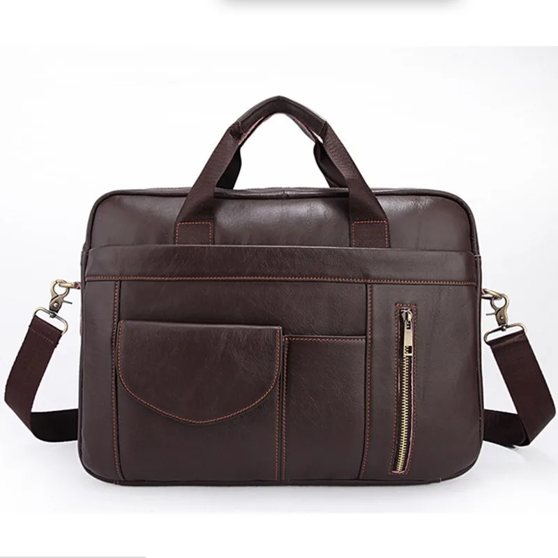 Genuine Leather Briefcases 14 inches Laptop Bags Men's Briefcase Dress