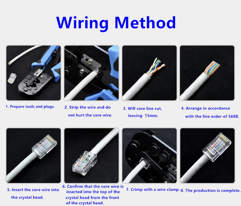 RJ45 8P8C разъем Cat5e цветной сетевой кабель кристальная головка Чистый медный с золотым покрытием разъем компьютера Ethernet сетевой адаптер 100 шт