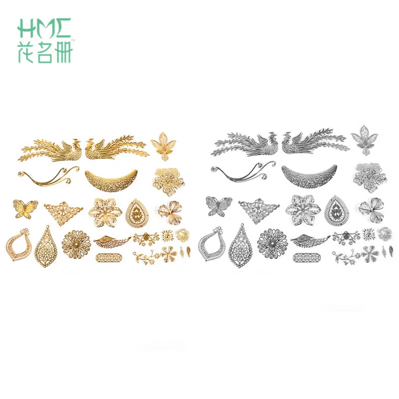 

2-30pcs Hollow Metal Iron Crafts Connectors Filigree Flower Slice Charms Pendant For DIY Jewelry Findings Hairpin Accessories