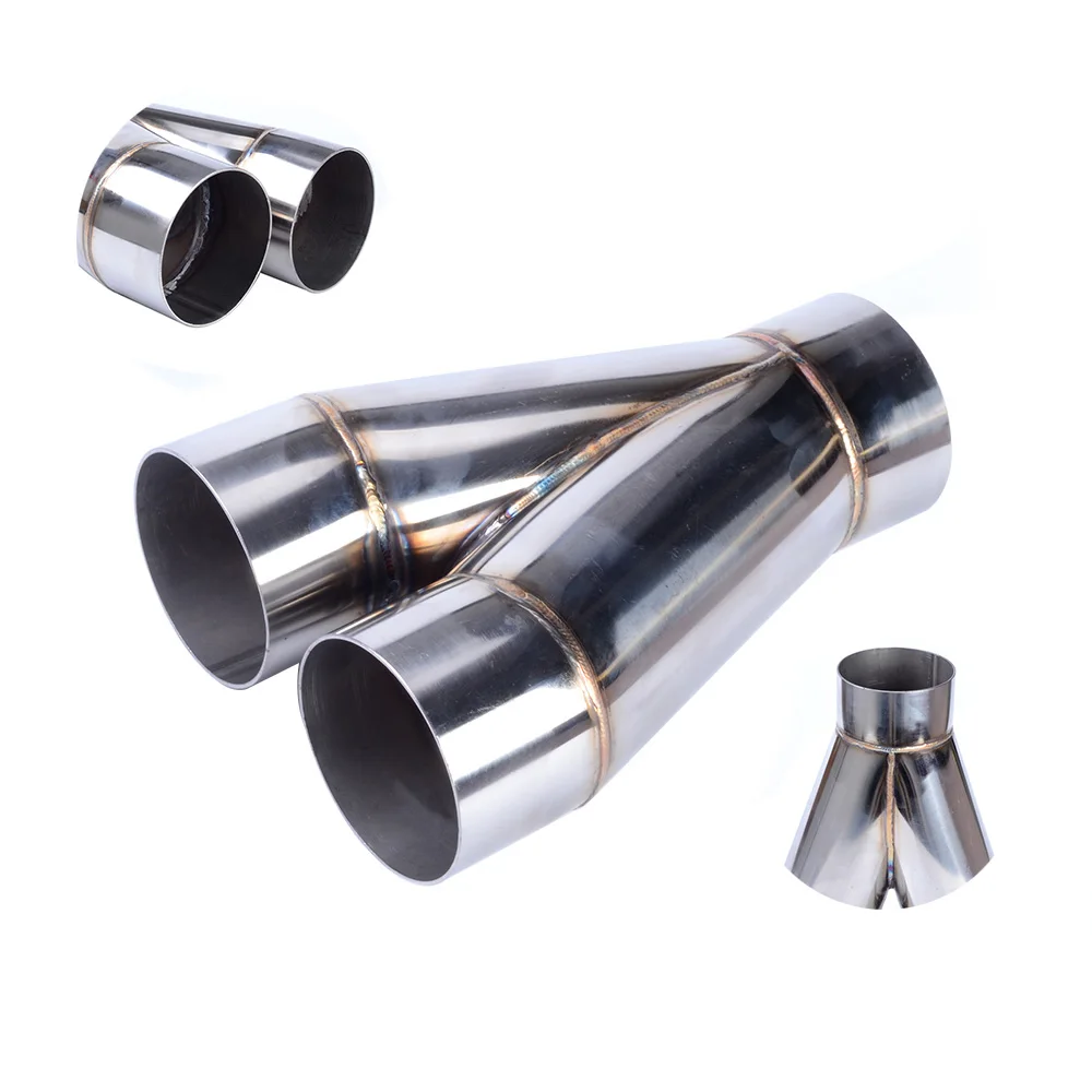 Universal Aluminized Steel Exhaust Y Pipe Inlet 4/" Dual Outlet 3.5/" Single Pipe