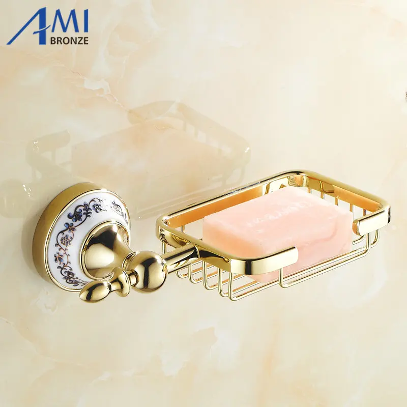 

Golden Stainless Steel Soap net backet holder Dishes disk Soap Net Holder Bathroom Accessories storage toilet vanity 7004GP