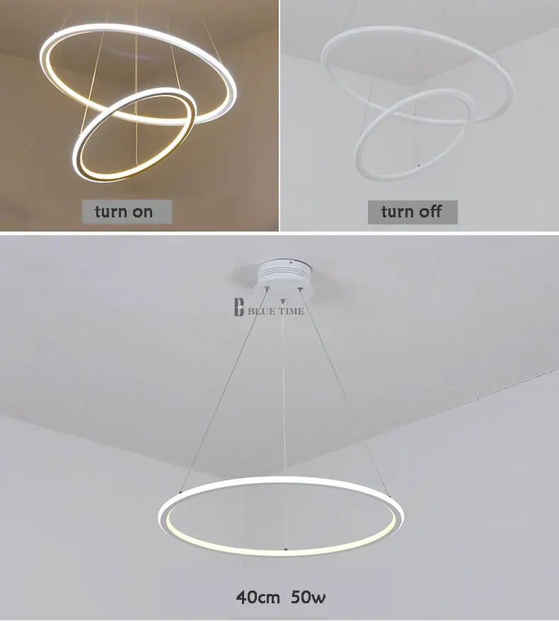 Luzes para Sala de Estar Sala de Jantar Luminária de Teto Novo Moderno Anéis Círculo Led Pingente Lustre Pendurado 3 18 light for living room