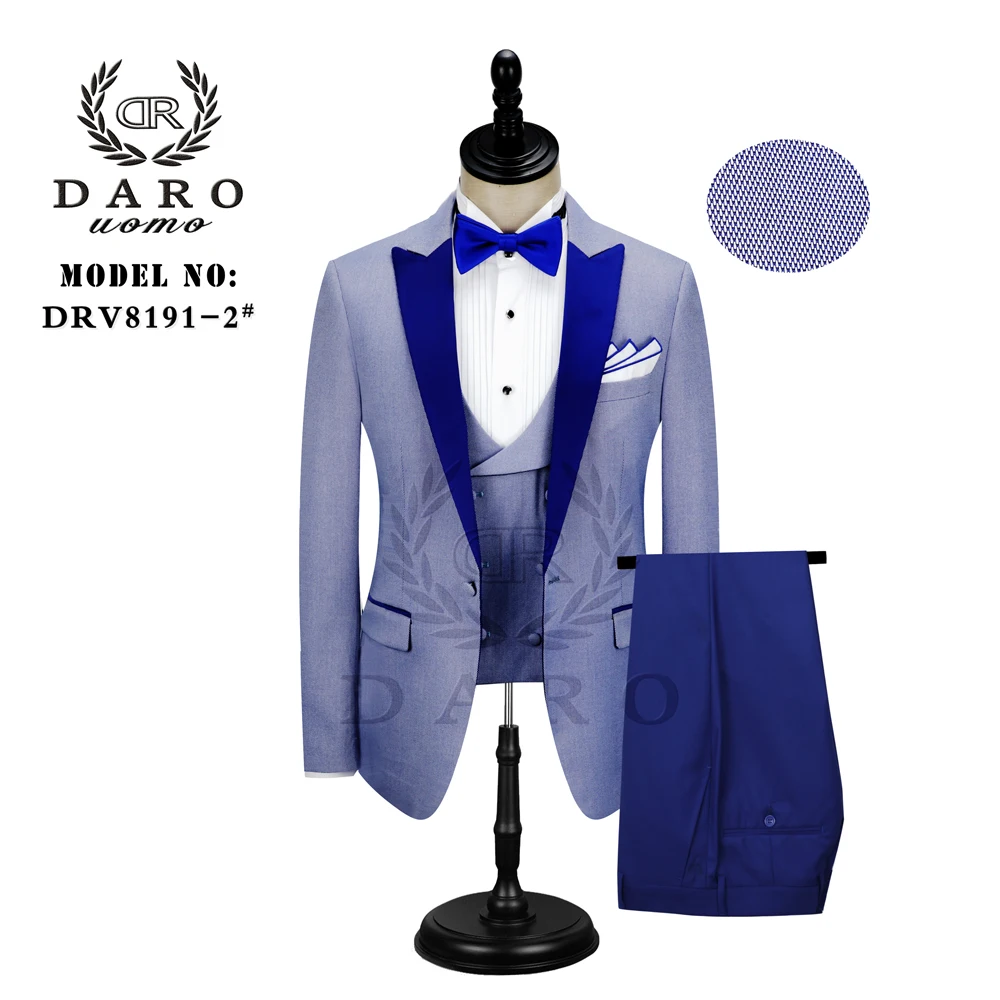 DARO Latest Coat Pant Designs Tuxedos Pink and blue Suits for Men Dress Wedding Groom Prom Suits DR8191