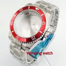 Подходит для ETA 2836 miyota 82 движение 40 мм часы с сапфировым стеклом чехол с браслетом красный титановый ободок P904