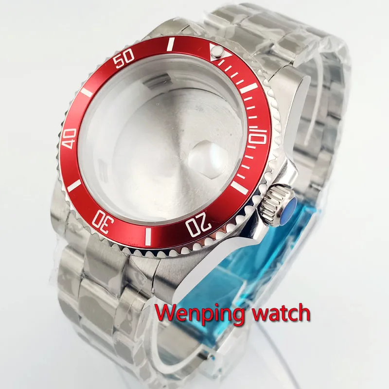Fit ETA 2836 miyota 82 40 мм часы с сапфировым стеклом чехол браслетом красный титановый