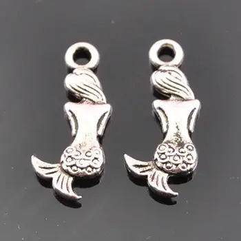 

5PCS Alloy Mermaid Pendants Antique Silver Charms Fit DIY Necklace Bracelet Jewelry Making Accessories 20*8MM