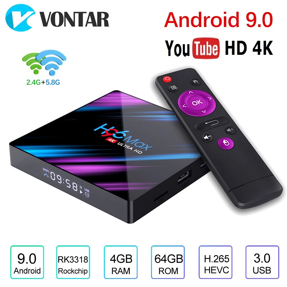 Приставка смарт тв VONTAR H96 MAX Android 9 0 4 + 64 гб wi fi 2 16 гб|ТВ-приставки и медиаплееры| |